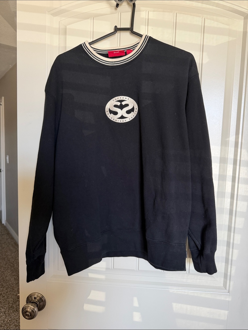 Supreme Black Crewneck with Cream Double S Patch